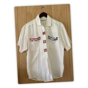 David Brooks Cotton + Linen Blend Women's Shirt Blouse Size: 12